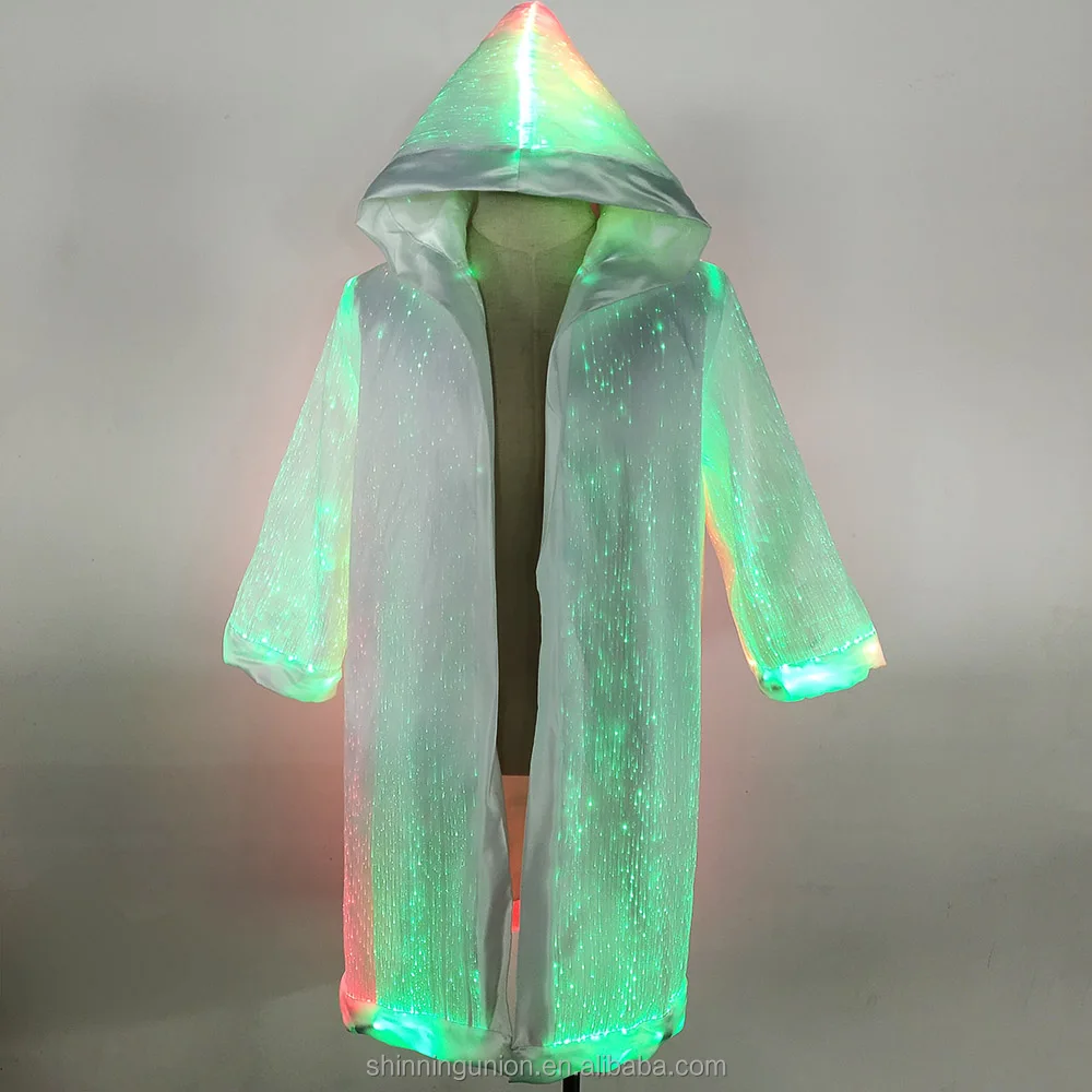 LED Robe Hoodie Light Clothing - Luminous Robe LED Cloak Fiber Optic Clothing Coat - Stage Dance LED Rave Gear Costume Wear Men