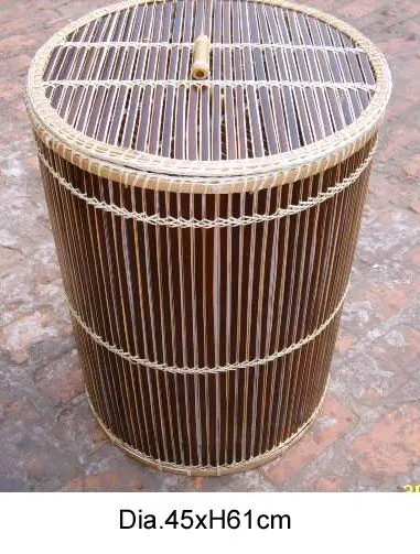 Natural Bamboo Laundry Basket With Fabric Bag In Bedroom Closet Laundry By Vitrapro