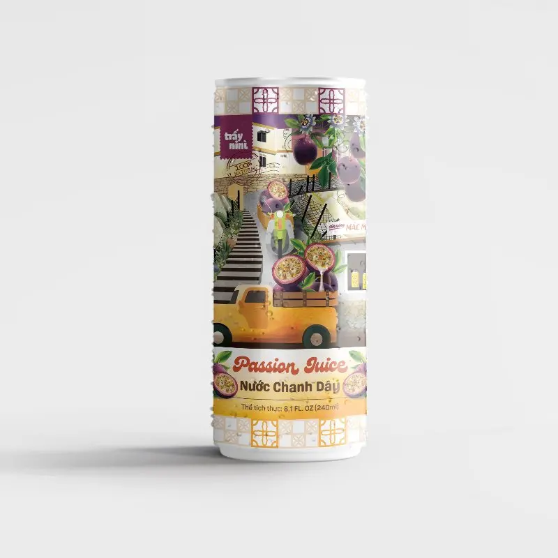 Passion fruit juice with natural taste and good smell 240ml per can or 10/20 kg/Aseptic box or OEM from Viet Nam