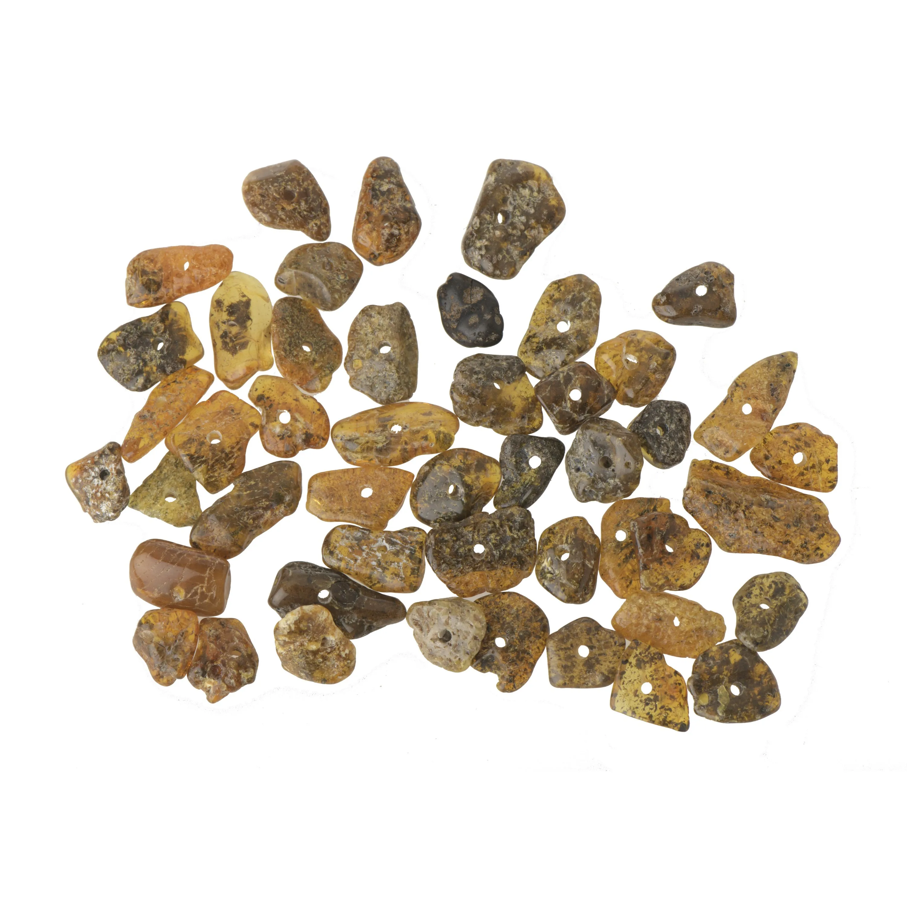 Loose Green Chip Polished Baltic Amber Beads for Jewelry Making, Natural Baltic amber drilled Beads