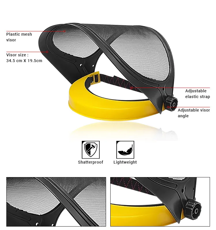 F07PE face shield portable plastic mesh visor CE EN1731 ANSI Z87.1 personal protective equipment