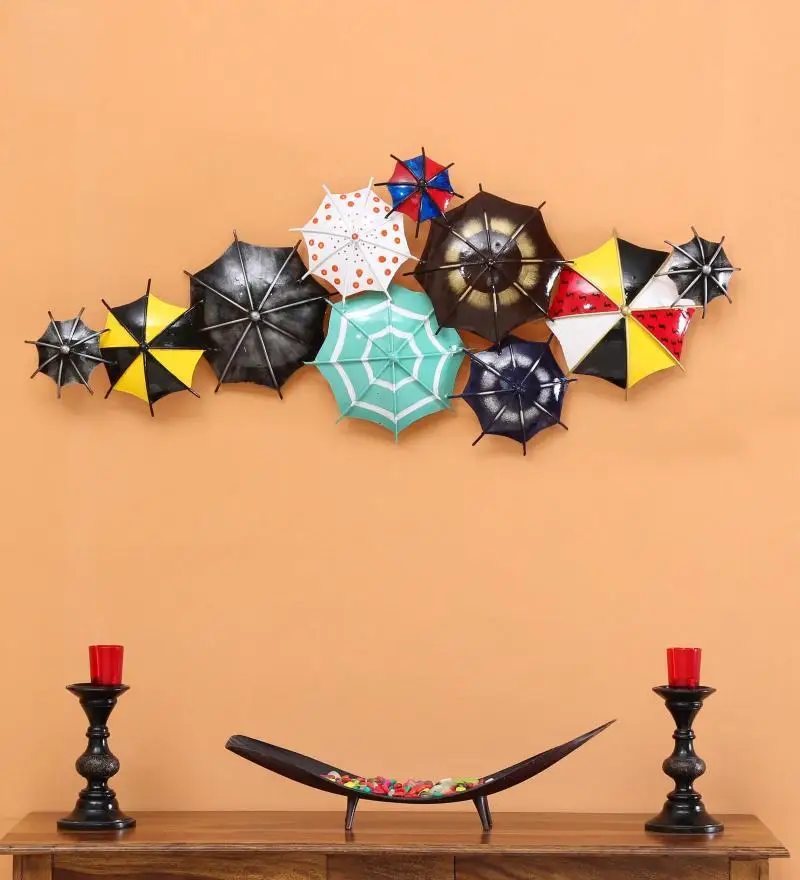 Multicolor elegant umbrella design 50x4x45 inch wall panel for hanging Handcrafted Metal Wall Hanging Accessories Decoration