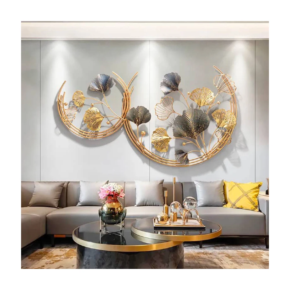 Best Selling Wall Art Metal Leaf Wall Decoration Hot Sale Framed Unique Gold Hanging Craft Fancy Home room Decor Flower Wall Art