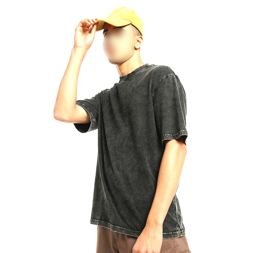 Acid Wash T Shirt Solid Color Hand Made O Neck Comfortable Newest Design Men Acid Wash T Shits BY Fugenic Industries