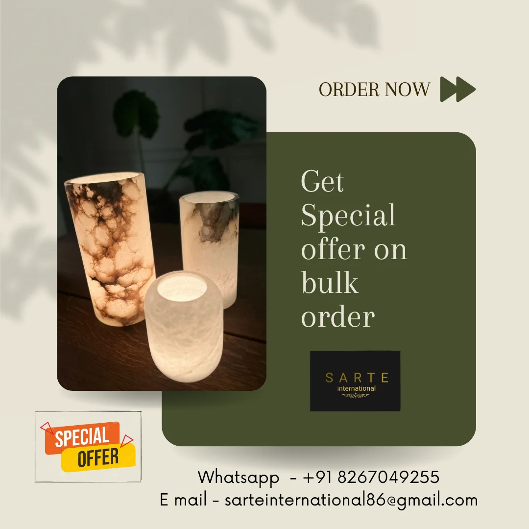 luxury Home Decor Candle bowl jar manufacturer supplier Stone Onyx and alabaster Candle Holder natural stone