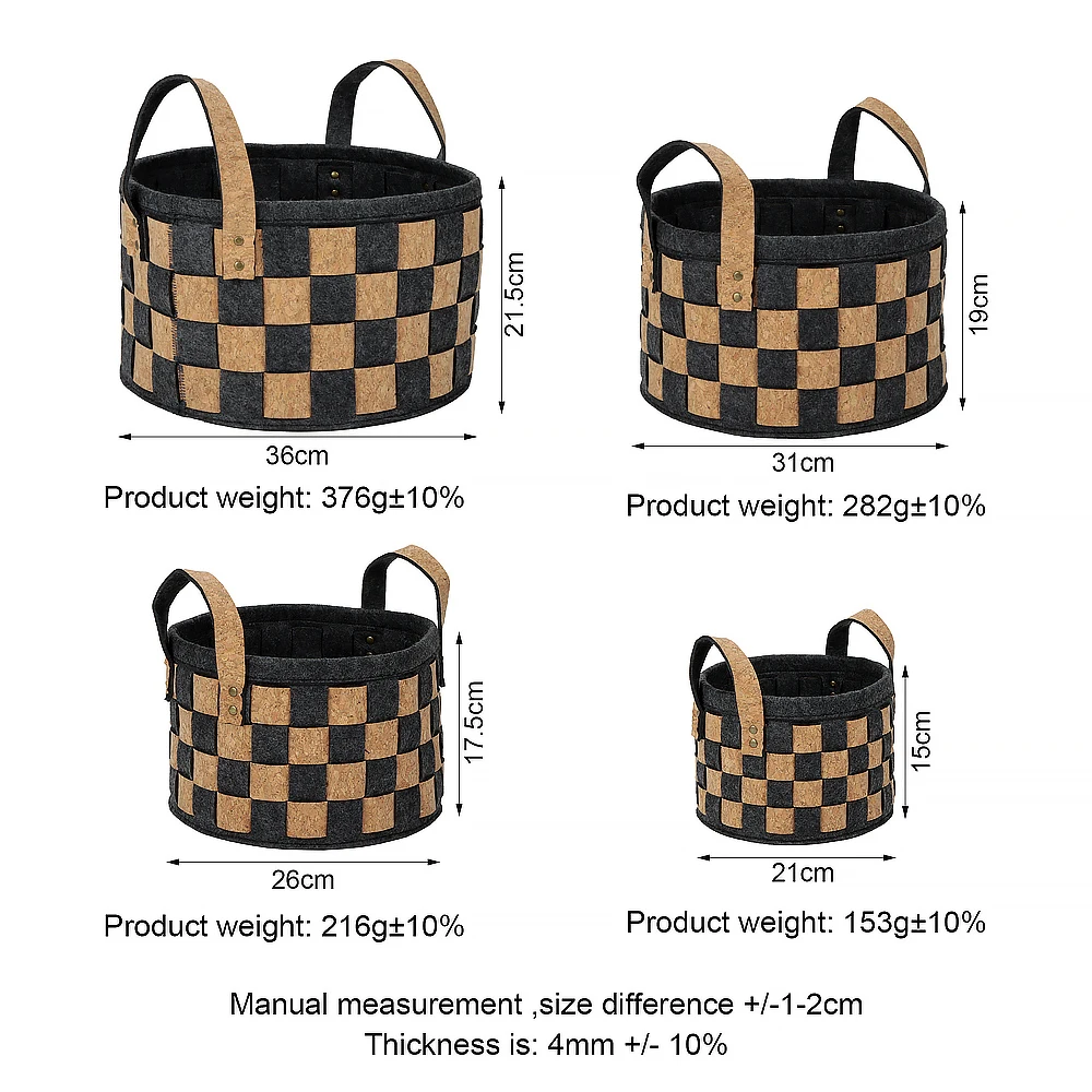 Collapsible Foldable Hamper Pop Up cork fabric Dirty Clothes Weaved Laundry Bucket Grey Felt Storage Basket