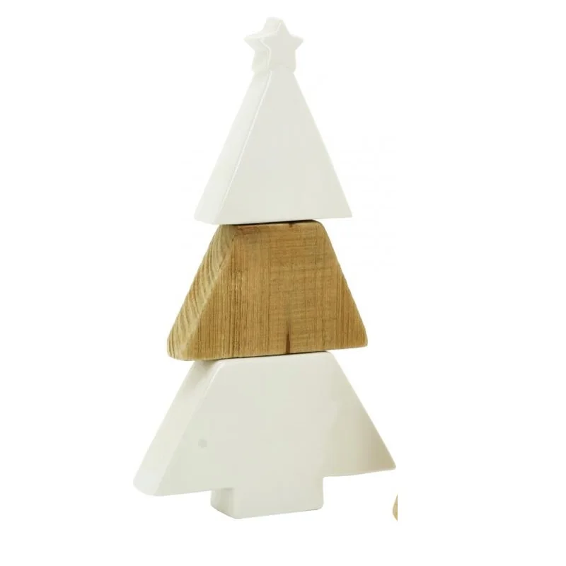Premium  Design Christmas  Tree Made Of Mango Wooden With Half Wooden And Half Ceramic Body With Sizes Of 47 15 x 3 x 19 cm