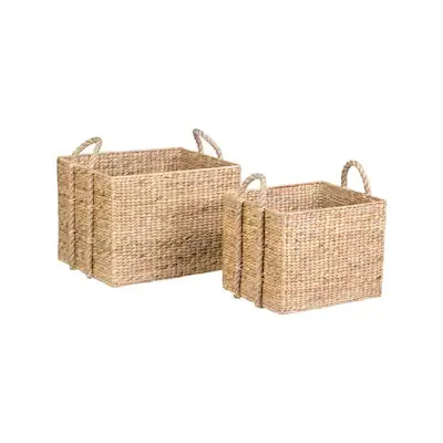 New arrived decorative water hyacinth storage baskets with manila rope handles set of 2 wholesale made in Vietnam