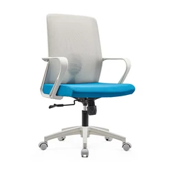 Ergonomic Design Fixed Armrest Black Frame Mid Back Commercial Office Furniture Staff Mesh Chairs For Conference Meeting Room