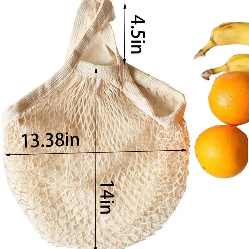 Оптовая продажа многоразовая Сетчатая Сумка с ручками Экологически чистая хлопковая для хранения покупок