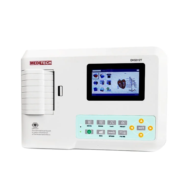 Meditech EKG312T Digital 3 Channel ECG Touch Screen 12 Lead ECG Machine with rechargeable battery and printer