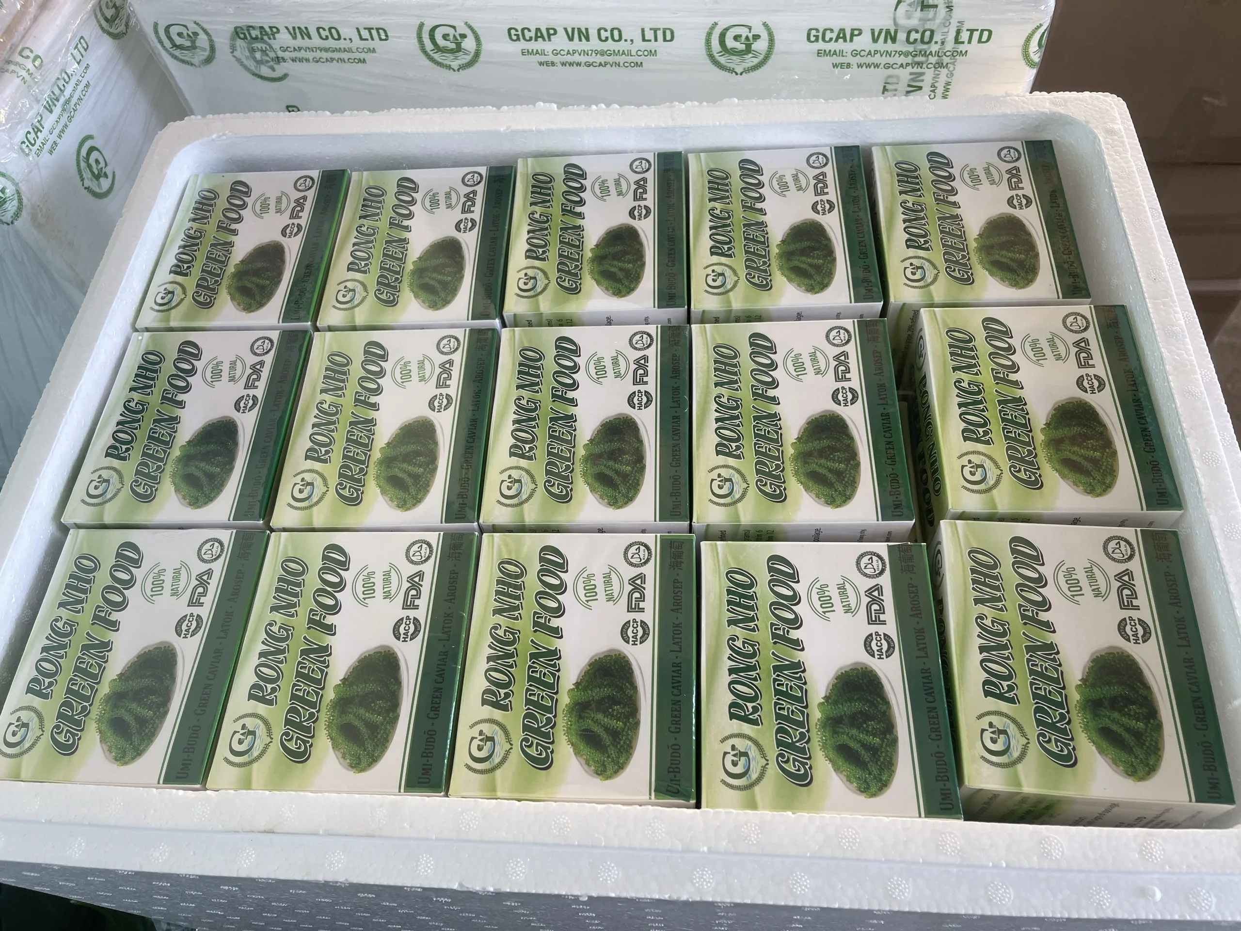 Органическая зеленая Икра умибудо 200 грамм GCAP VN Pack 10 (10x20 грамм) сушеный сорт морского винограда соленая Зеленая пища обезвоженные