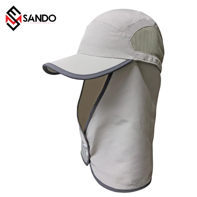 Custom logo high visibility sun protection hat with neck flap reflective material hat for sun protection