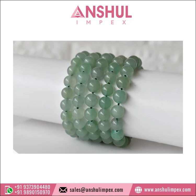 Direct Factory Sale Green Color Healing Crystal Aventurine Round Gemstone Hand Beaded Bracelet for Beautiful Hands