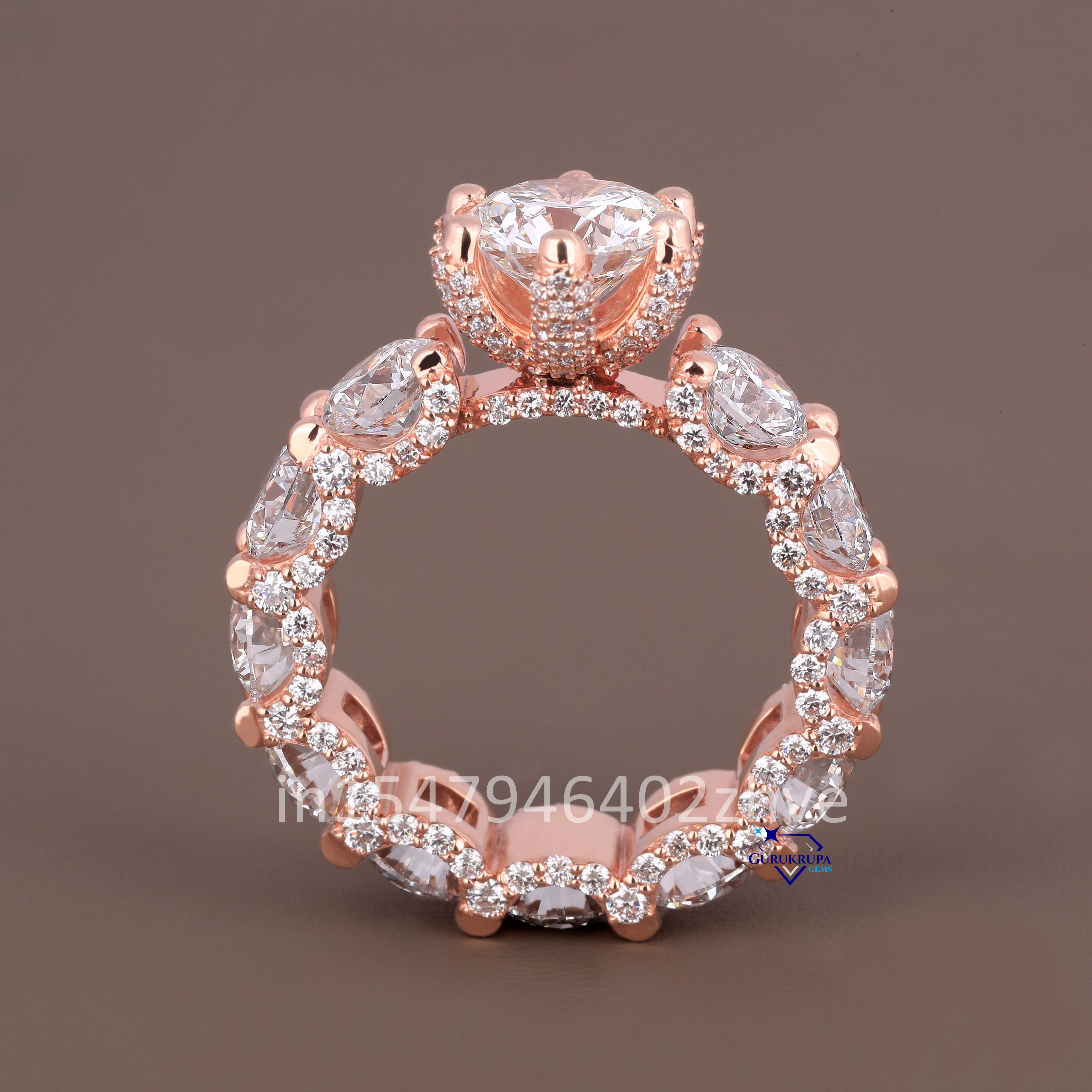 New Design Custom 14k Solid Rose Gold 3.5 Ct Round DEF Color VVS moissanite Diamond Engagement Ring Elegant Bridal Jewelry