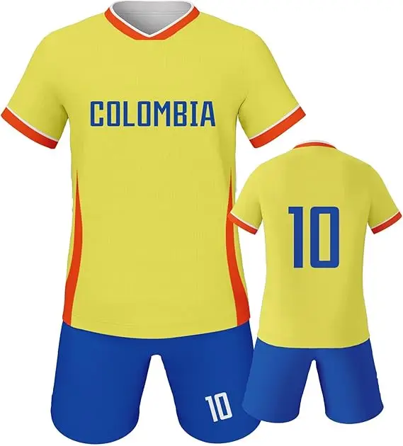 Wholesale 100% Polyester Breathable Soccer Wear OEM Football Training Sets France Colombia Soccer Jerseys Blank Soccer Uniforms