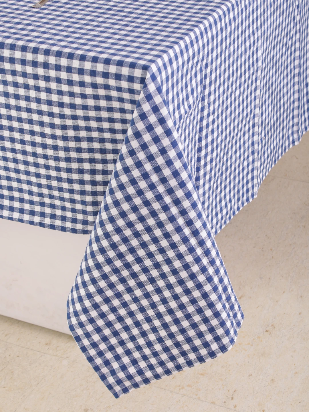 100% Cotton Table Cloth Checked - Blue