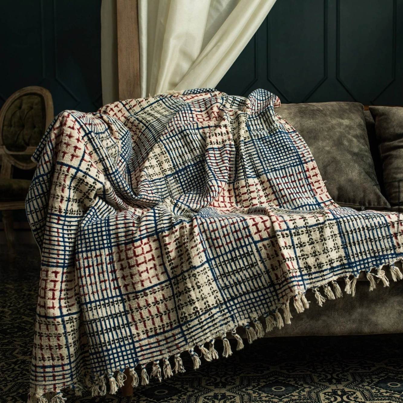 Premium Quality Handmade Cotton Printed Knitted Throw Breathable Fleece Blanket for Home Use Warm Summer Bed Sofa Travel Blanket