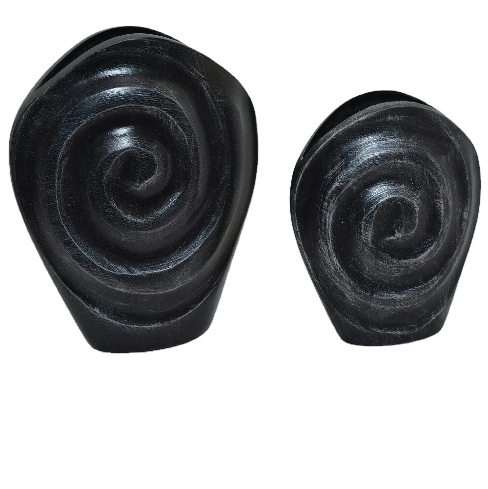 Cheap Cast Aluminium moon shape small Decorative Flower Vases with Black Bronze colour  powder coated with lining textured