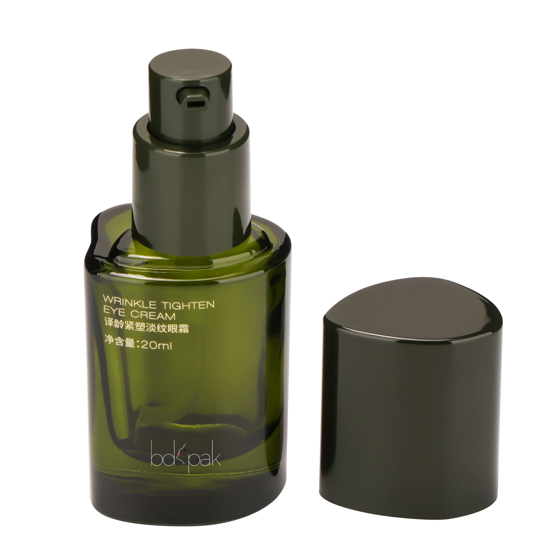 Wholesale Luxy Unique Design Cosmetic Serum Bottle 20ml Frosted Clear Green Makeup Liquid Foundation Bottle with pump Dispenser