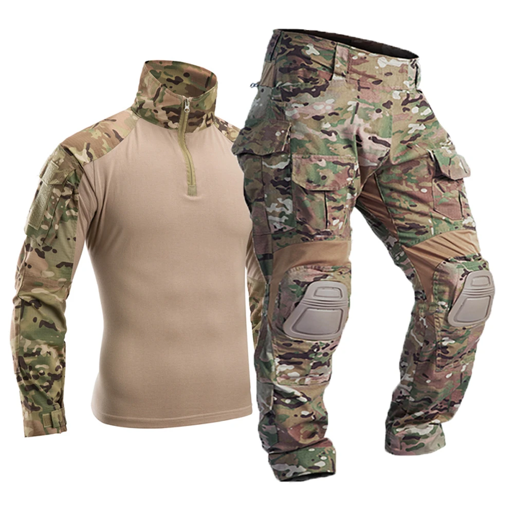 Digital Camo Hunting Shirt Long Sleeves Khaki Camouflage High Quality Battle Field Paintball Uniform Camo Jersey