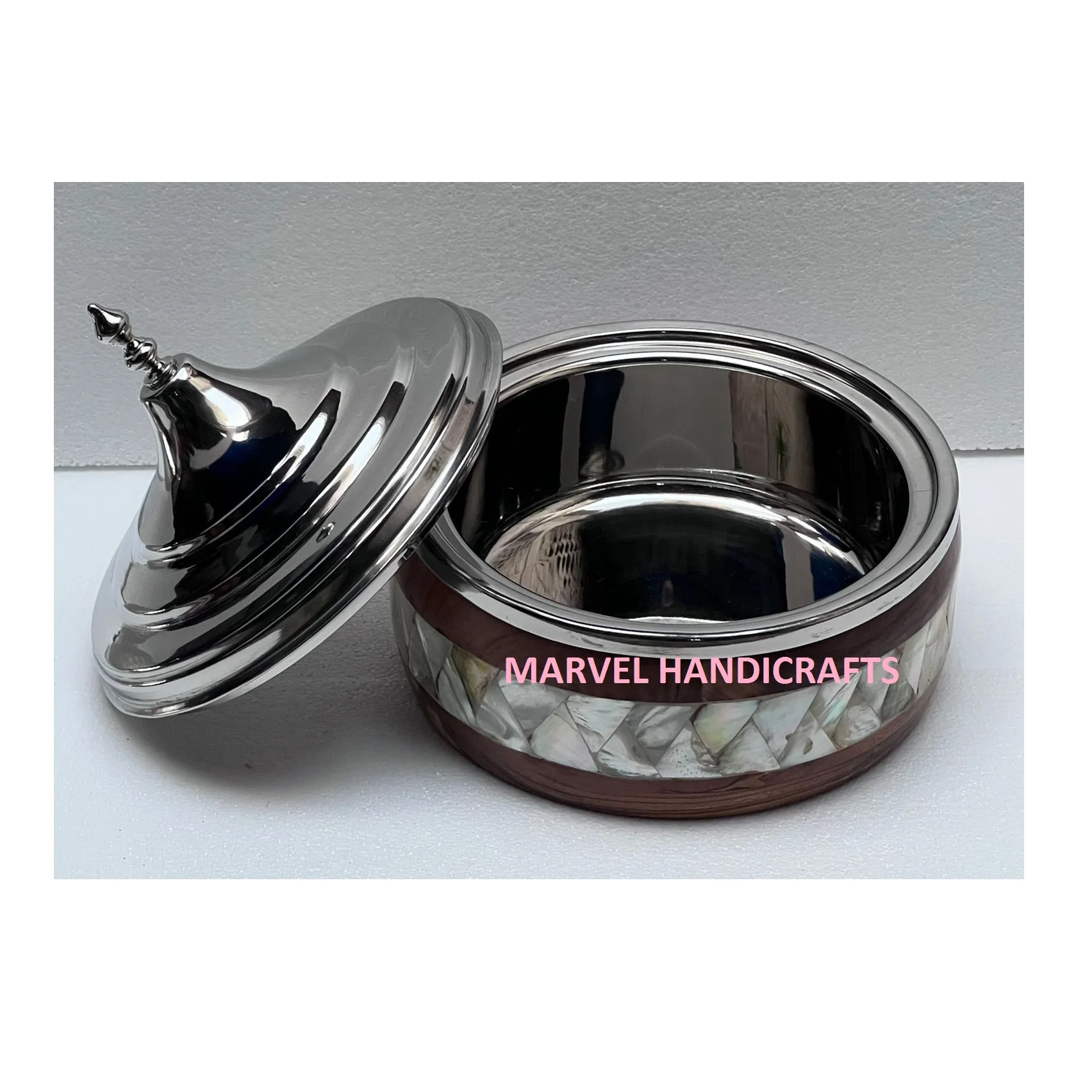 Wedding casseroles mother of pearl inlay wood stainless steel Food Warmer hotpot mother of pearl Serving casserole cookware sets