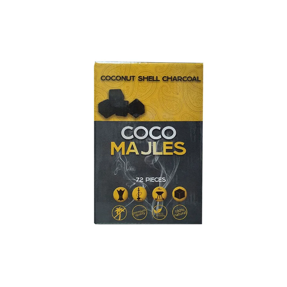 72 pieces Coco Majles Coconut Coal Shell Smokeless Friendly Shisha Coal Factory Price High Quality Natural from Thailand