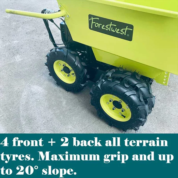 500KG Motorized Wheelbarrow Petrol Power 6.5HP Wheelbarrow 3F/1R Mini Dumper 360 Degree Turn 5.5Km/h
