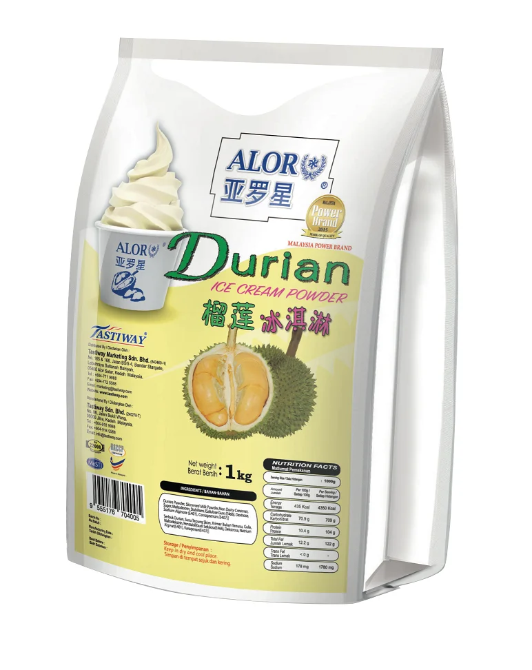 Tropical Durian Ice Cream Powder Tasty Soft Serve Powder Malaysia