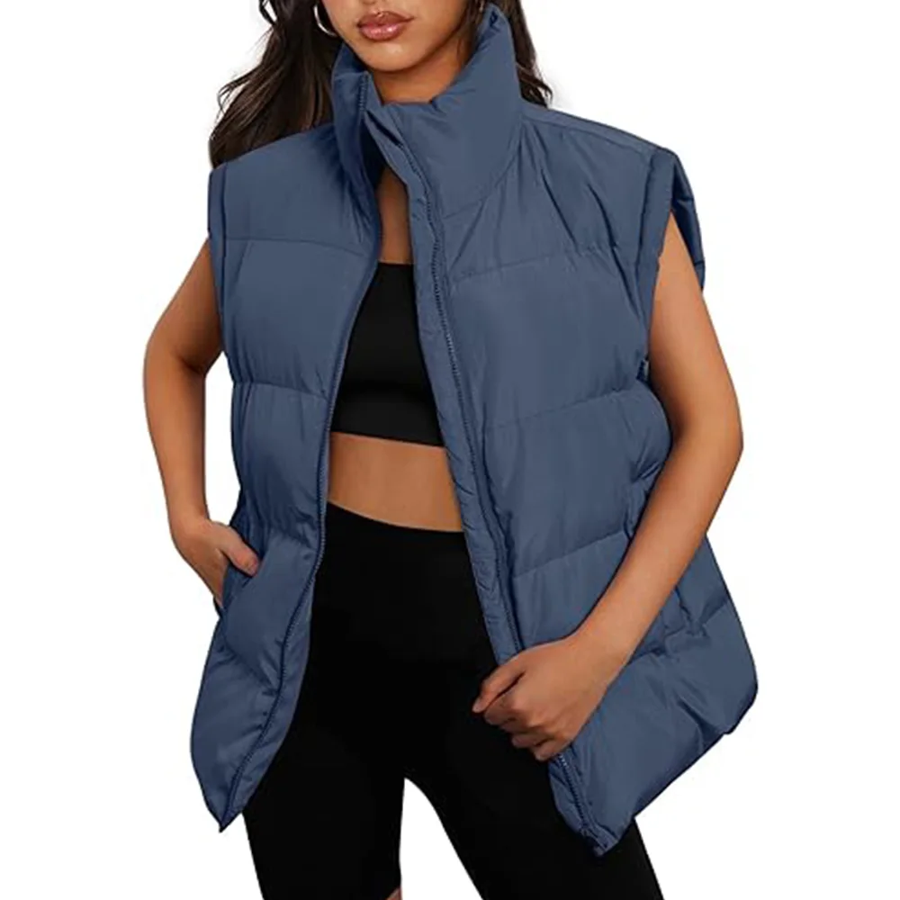 fall winter women clothes coat puffer sleeveless jacket black colour new Women Puffer Vest