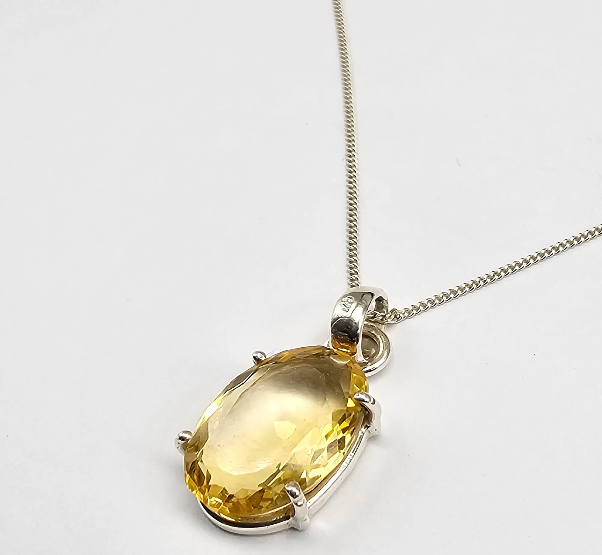 Natural Yellow Citrine Pendant Necklace Solid 925 Silver Citrine Gemstone Necklace Pendant Boho Citrine Necklace