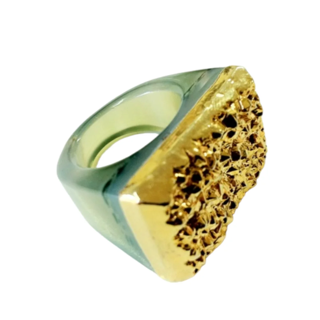 NATURAL BRAZILIAN DRUZY AGATE RINGS PLATED