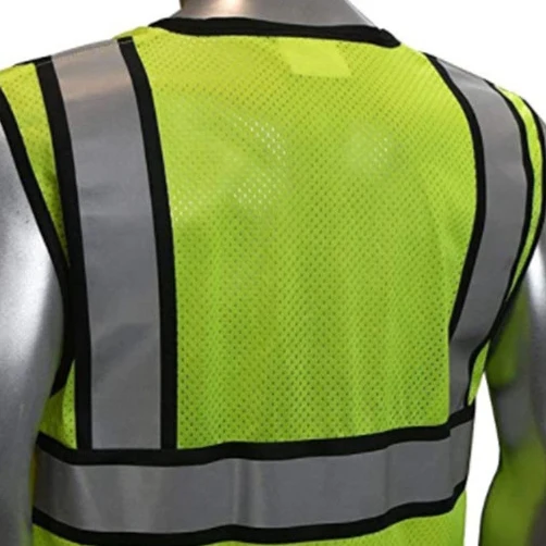 Hi Visibility Reflective Vest Jacket Workwear With Pockets Construction Clothing Safety Work  Logo Custom men mesh