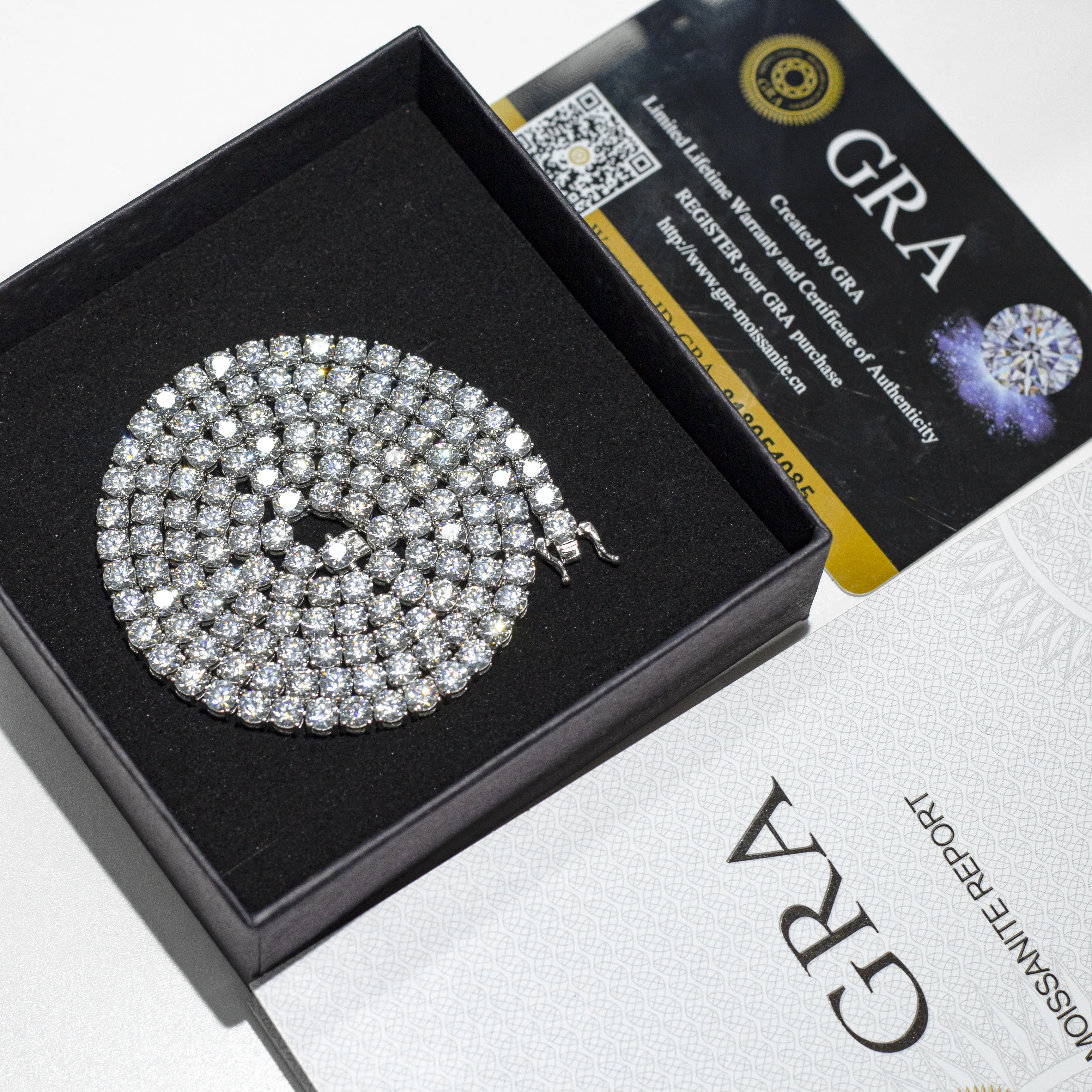 Large Stock 925 Sterling Silver 2mm 3mm 4mm 5mm  VVS Moissanite Diamond Iced Out Tennis Chain Bracelet Necklace For Men Women