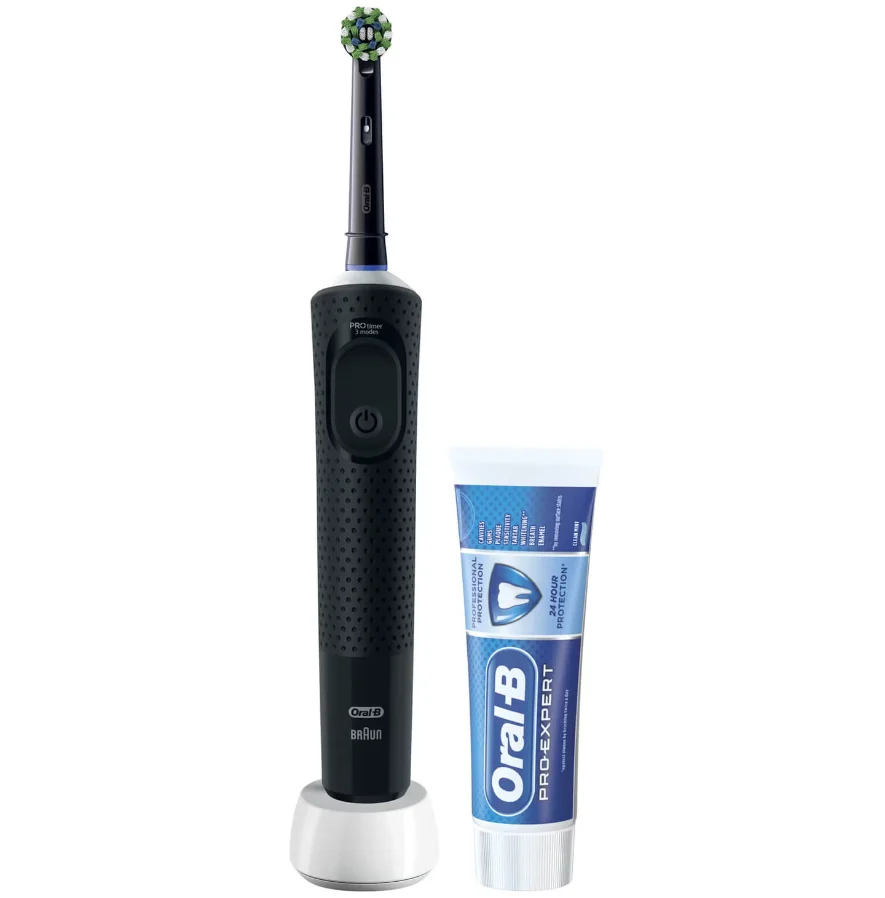Oral-B Vitality PRO черная электрическая зубная щетка + жевательная резинка 75 мл Зубная паста
