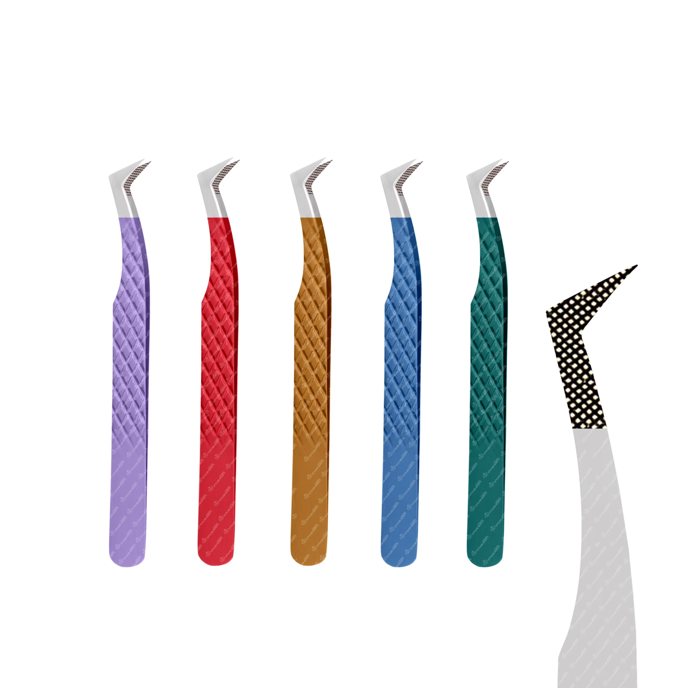 Russian Volume High Quality Eyelash Extension Tweezers Diamond Grip Fiber Tip Lash Tweezers Eyelash Extension Tweezers