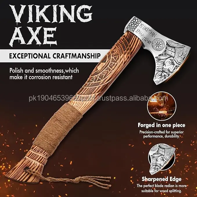 Viking Axe OEM Hatchet Carbon Steel Axe Head With Leather Sheath Tomahawk Industrial Grade Brand Axes Wholesalers Offer Bulk Buy