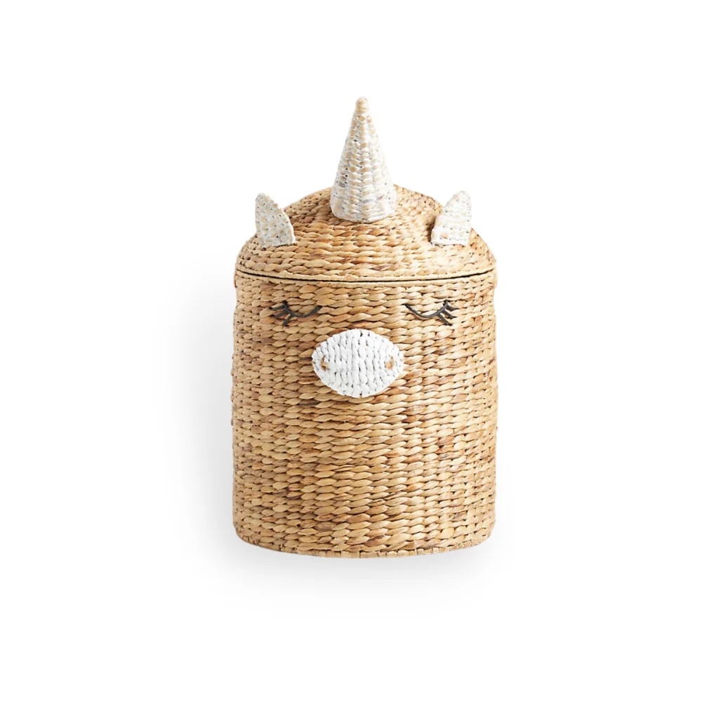 Hot Selling Cute Unicorn Hyacinth Hamper Basket for Kids, Wicker Basket for Kids Toys Wholesale, Adorable Animal Theme Nursery B
