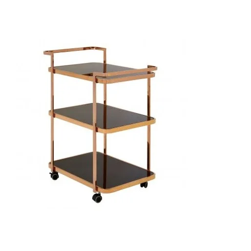 New Arrival Look Table Golden Finished Hotel Restaurant Furniture Luxury Golden Metal Kitchen Food Serving Bar Cart Trolley