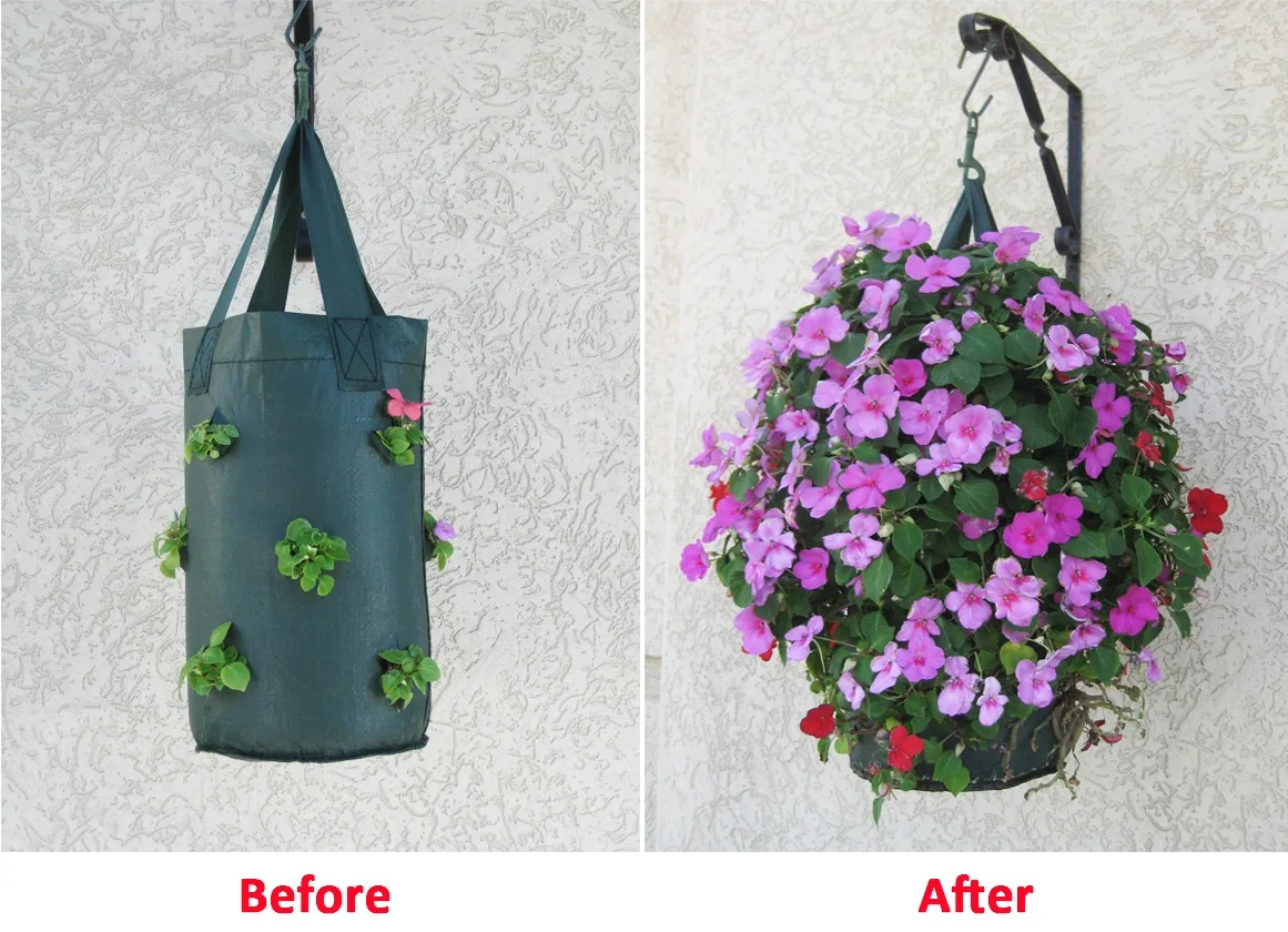 Hot Sale Best Quality Plastic Flower  Desktop Planter Pot Hanging Grow Bag 12 slits Pot Bags Durable Strong Handles Plant Pots