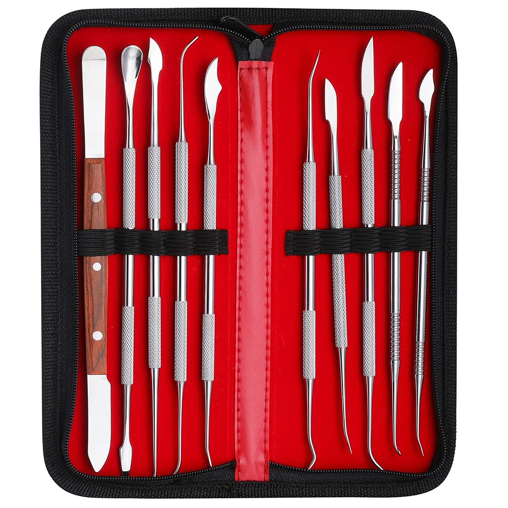 Custom Made Dental Laboratory Kit 10 Pcs Wax Carving Plaster Knife Spatula Top Quality Dental Wax Knives Set