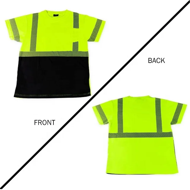 ANSI Class 2 Breathable Short Sleeve Construction Hi Vis Road Work Safety Green OEM High Visibility T-shirt S-5XL