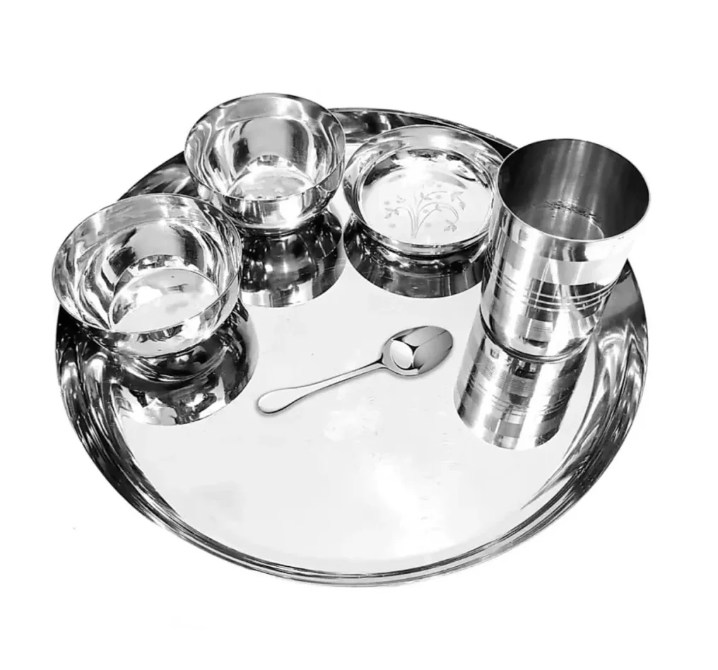Dinnerware And Tableware Stainless Steel Dinner Set Of Thali Plate Round Shape From Manufacture In India.