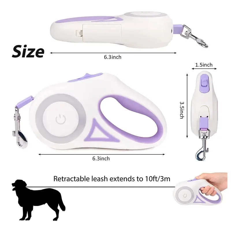 5M Retractable Dog Leash Automatic LED Light Luminous Roulette Leash Rope For Dogs Adjustable Pets Dog Walk Running Leads