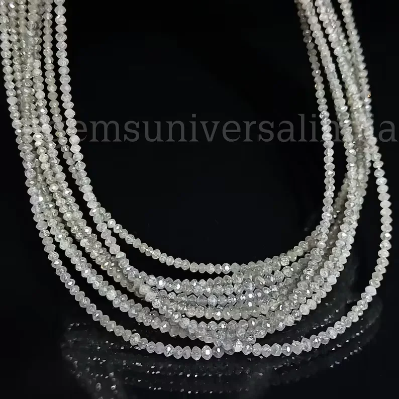 Topmost Quality Grey Diamond Faceted Rondelle Beads Diamond Beads Natural Loose Diamond Rondelle Beads Diamond Strand