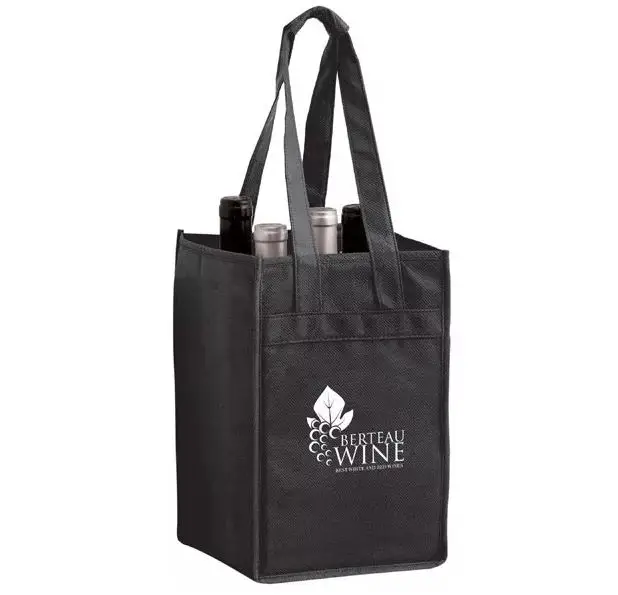 Multicolor Wine Tote Bag 4 To 6 Bottles Custom Logo Printed PP Non Woven Eco Friendly Reusable Material