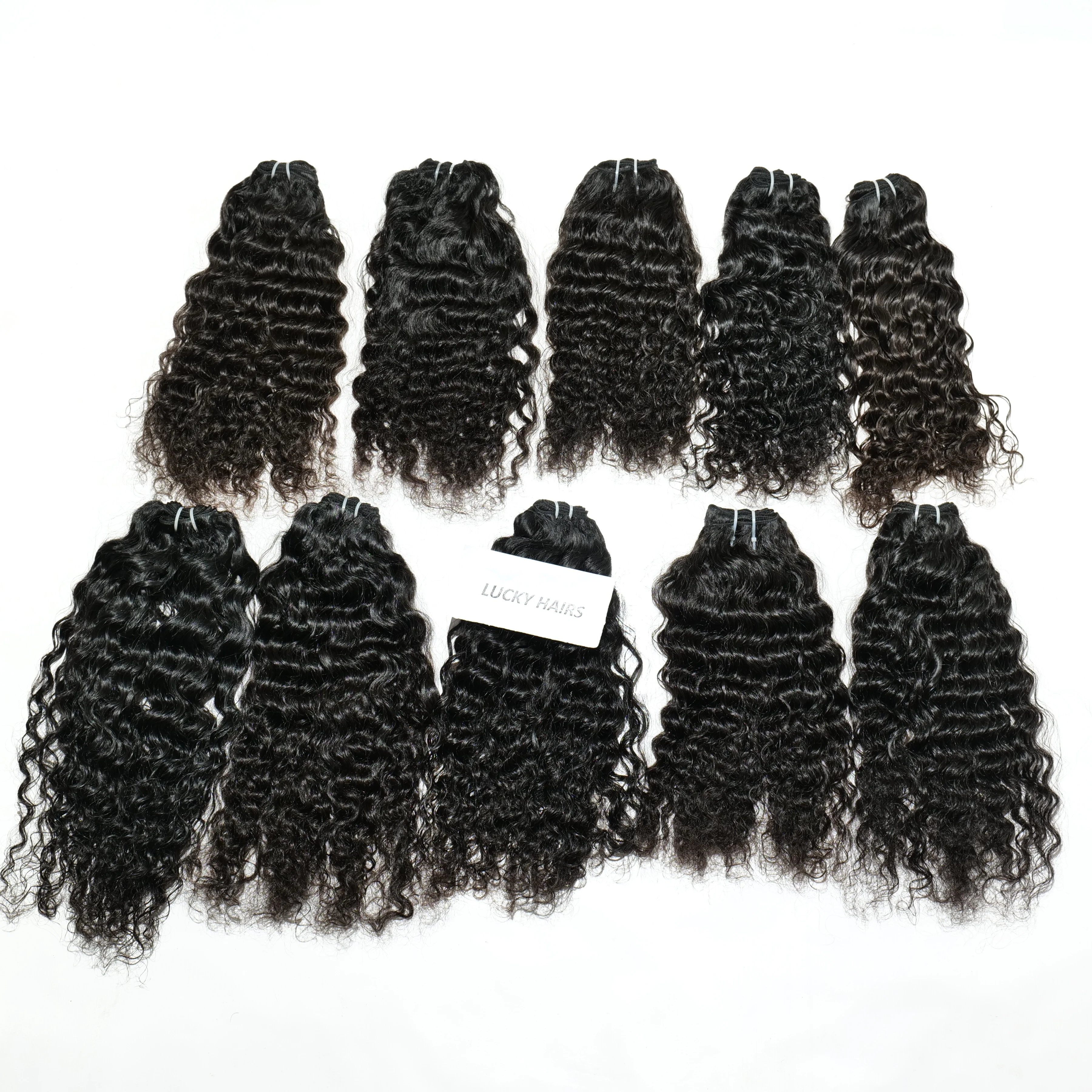 Machine double weft Curly bundles raw unprocessed hair no chemical processed Malaysian human hair Extensions