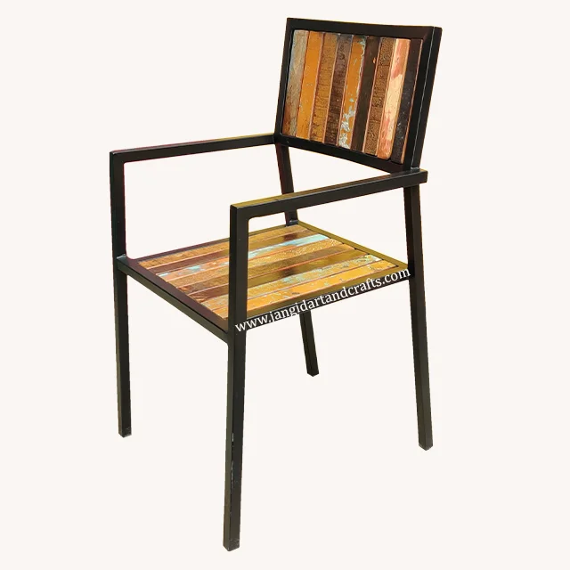 Outdoor Garden Patio Furniture Dining Vintage Industrial Chair Rectangular Table 2 Seats Stack Chair Garden Table Indian Art