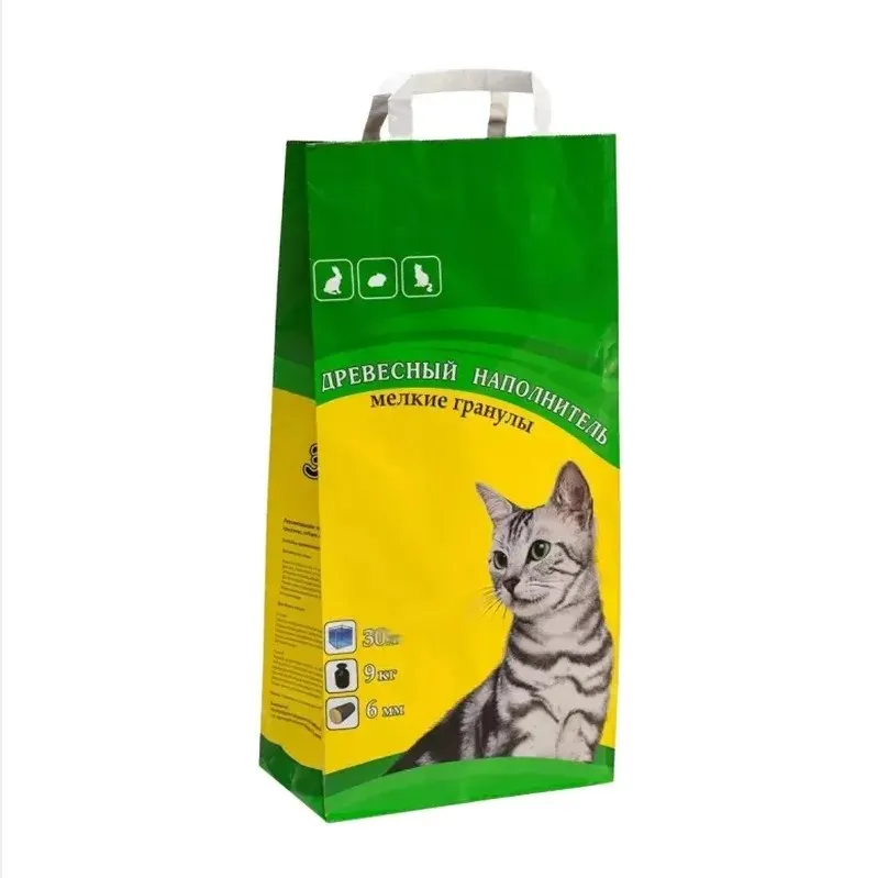 Food Grade Popular Square Box Bottom Pet Food Bag 8 Side Sealed Cat Litter Packaging Bag Customized Bag