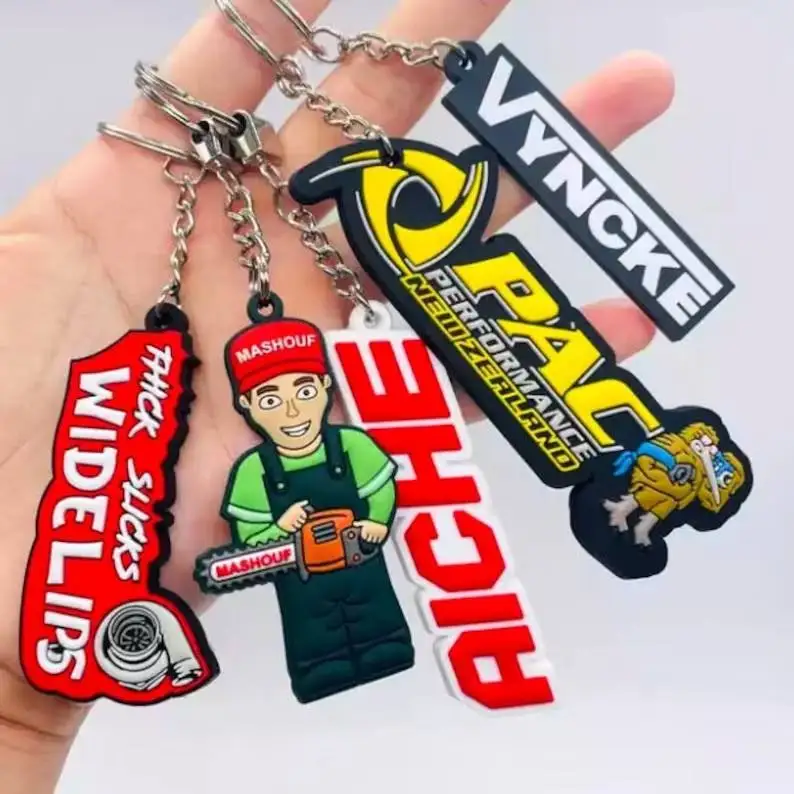 New Designs Embossed Keychain Soft Rubber 3D PVC Keychain Custom Logo Rubber Key Chains Custom Manufacturer Rubber Key Chains
